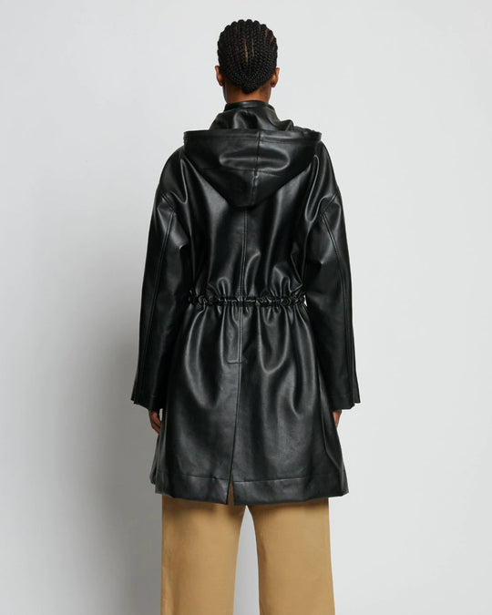 Buy Best ClassicFashion Black Hooded Sheepskin Leather Trench Duster Coat