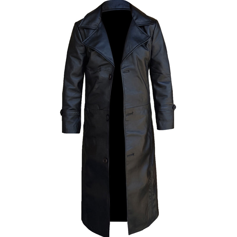 Black Leather Trench Coat Men