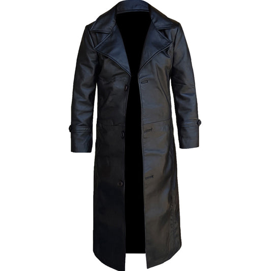 Black Leather Trench Coat Men