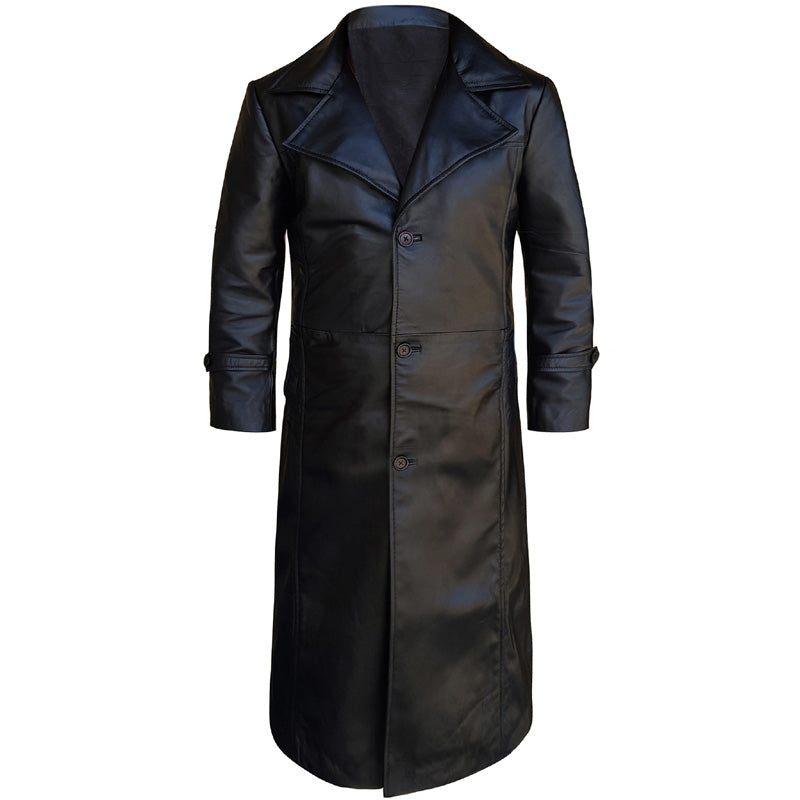 Black Leather Trench Coat Men