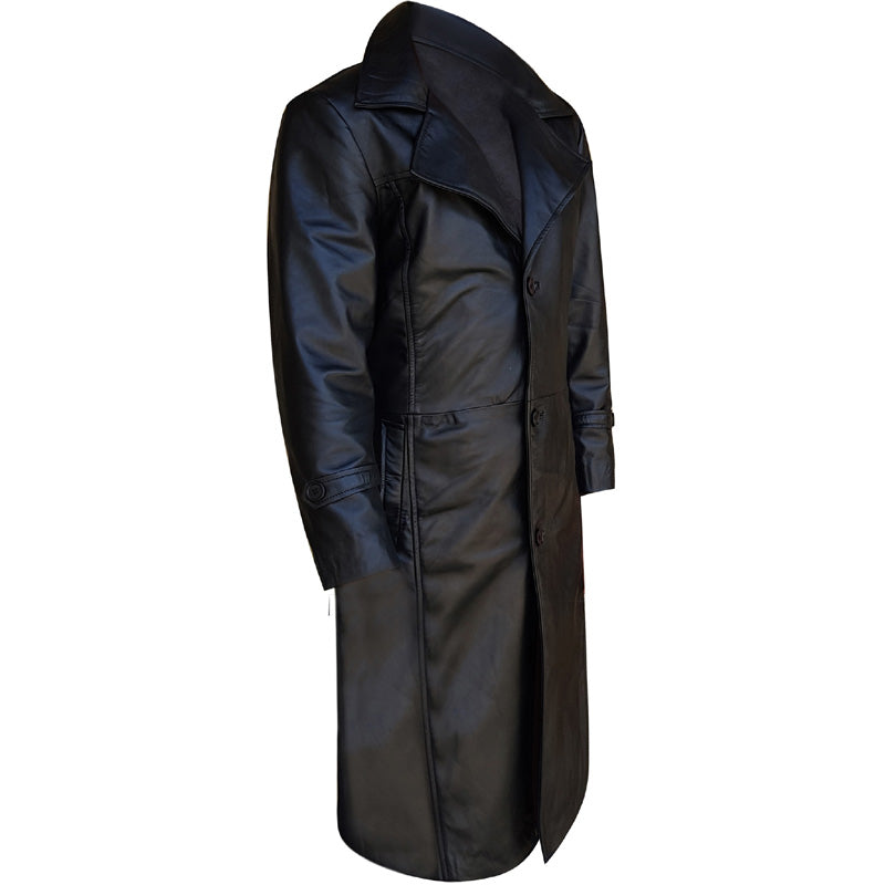 Black Leather Trench Coat Men