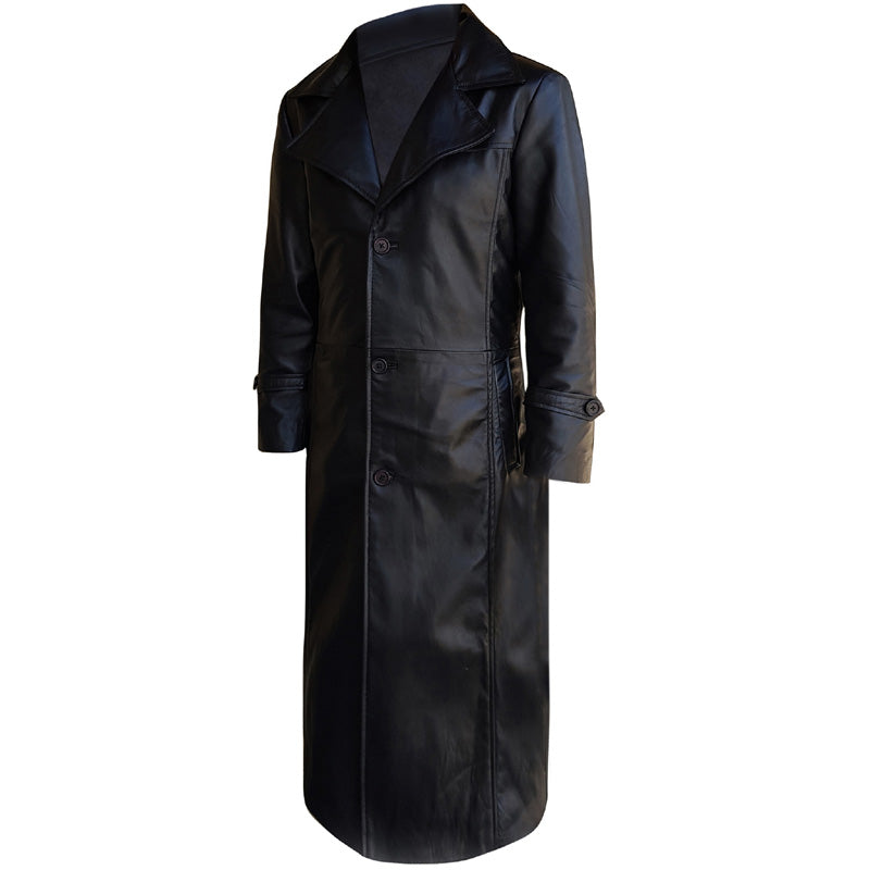 Black Leather Trench Coat Men