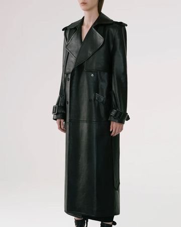 Buy Best Stylish Black Sheepskin Duster Leather Trench Coat