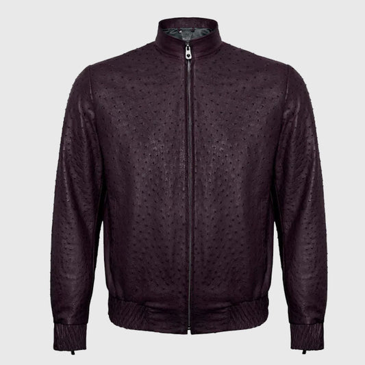 Best Fashion Genuine Premium Burberry Ostrich Leather Zip Up Biker Jacket