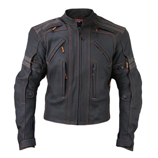 Buy Best Looking Men's 'Street' Motorcycle Matte Black Leather Armored Jacket For Sale