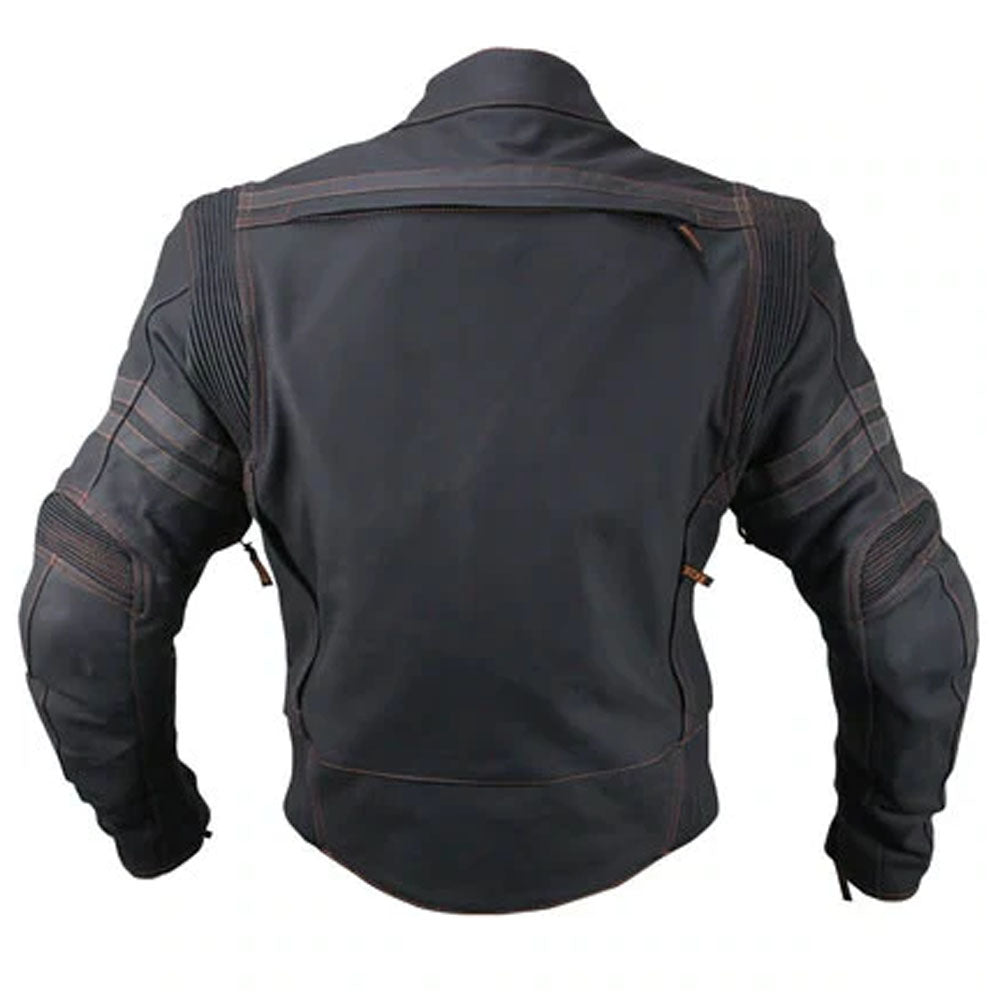 Buy Best Looking Men's 'Street' Motorcycle Matte Black Leather Armored Jacket For Sale
