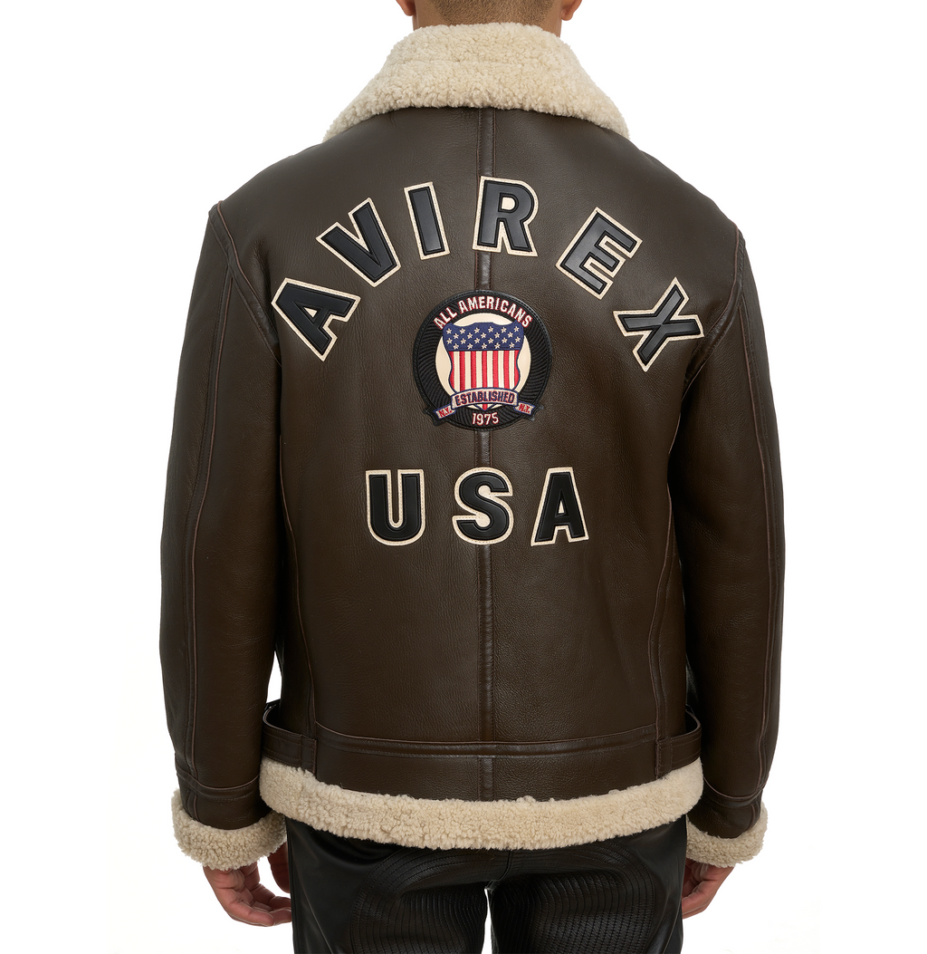  Avirex B3 Shearling Choclate Leather Jackets