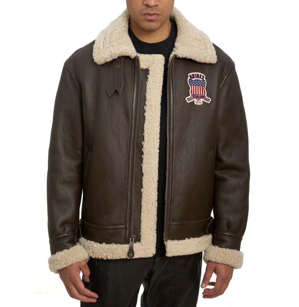  Winter Avirex B3 Shearling Choclate Leather Jackets For Sale