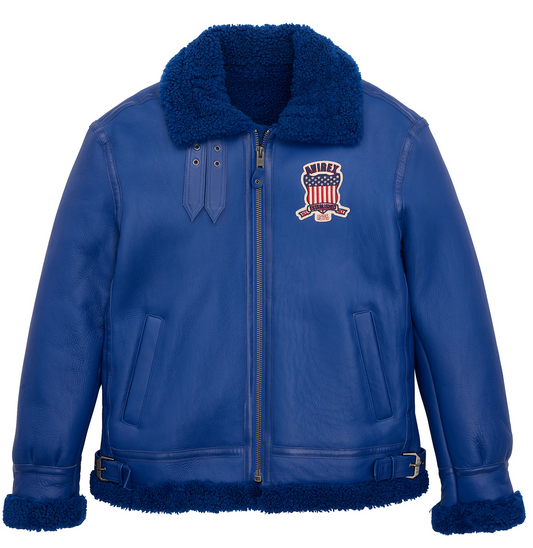 Best Winter Avirex B3 Shearling Mazarine Blue Leather Jackets For Sale