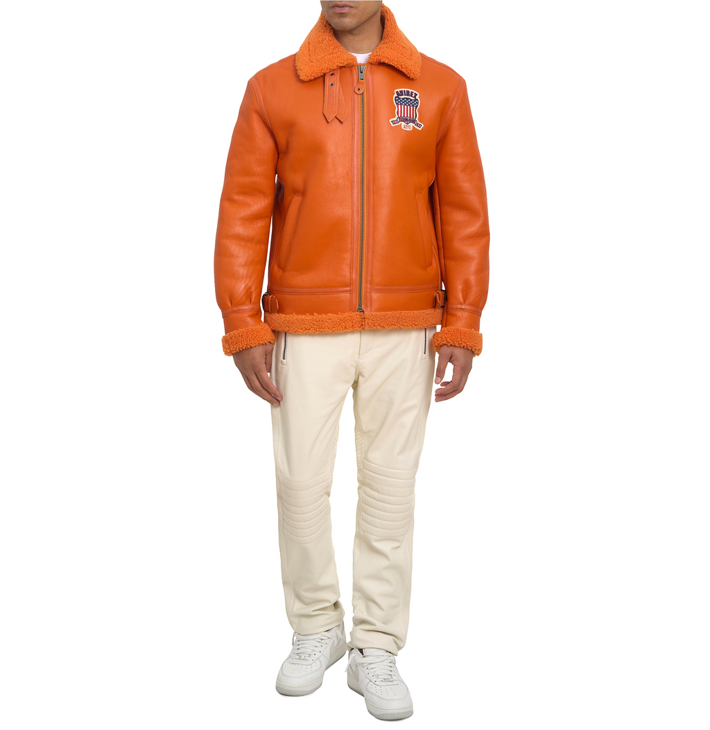 Buy Best Original Winter Avirex B3 Shearling Orange Leather Jackets Hot Sale