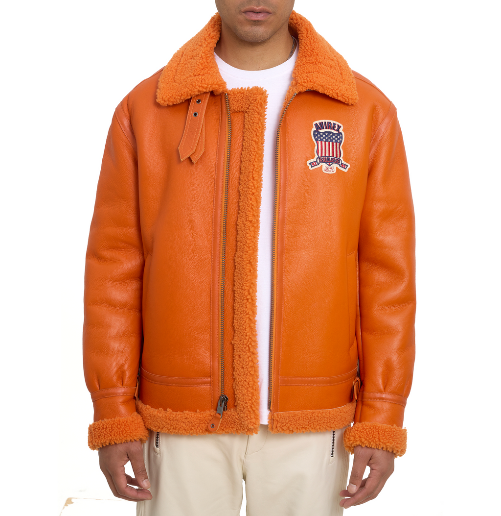 Buy Best Original Winter Avirex B3 Shearling Orange Leather Jackets Hot Sale