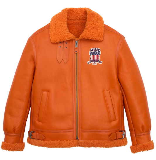 Buy Best Original Winter Avirex B3 Shearling Orange Leather Jackets Hot Sale