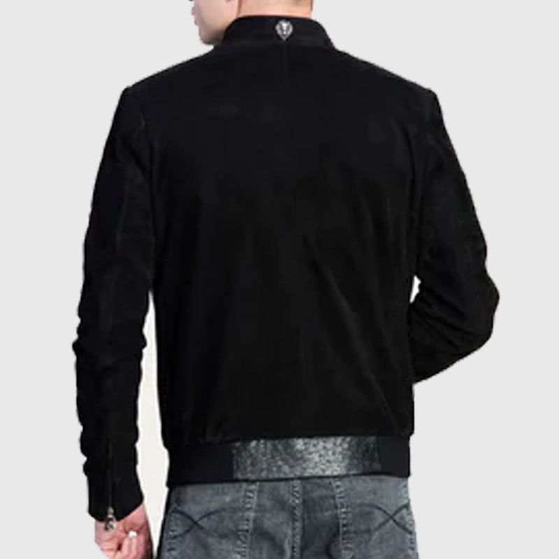 Black Suede Blouson Jacket