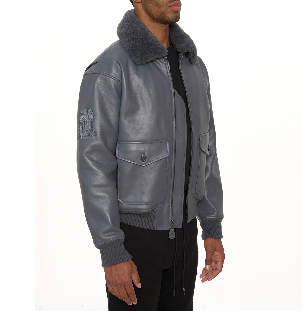 Buy Best Style G-1 Fashion Ghost Gray Bomber Flight Leather Jacket For Sale