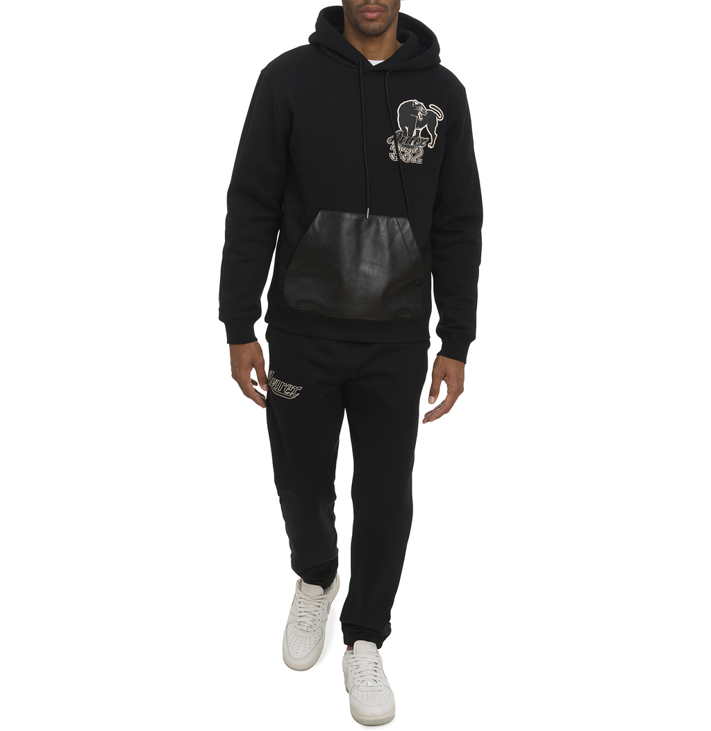 Buy Best Trendy Classic Avirex Cotton Fleece Black Aces Hoodie With Extended Drawstring