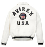 Buy Genuine Avirex Icon White Best New Style Fashion Leather Bomber Jacket