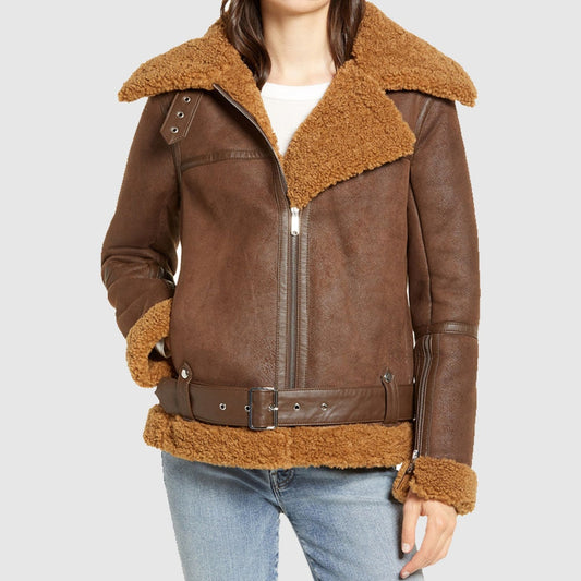 Classic Brown Women’s Faux Shearling Jacket