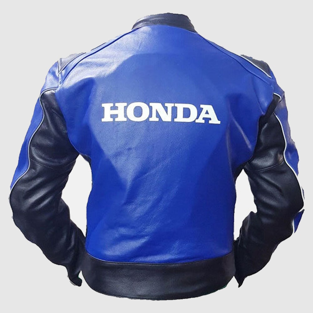 Cowhide Honda Blue Racing Motorbike MotoGP Leather Jacket