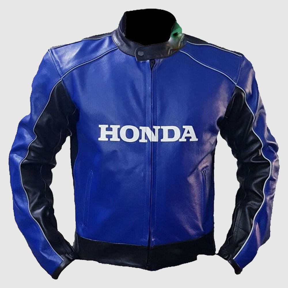 Cowhide Honda Blue Racing Motorbike MotoGP Leather Jacket