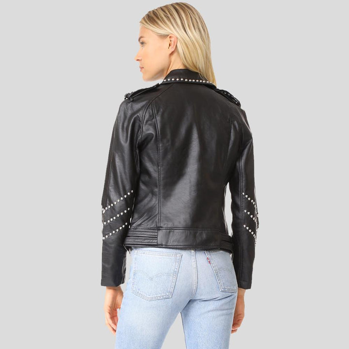 Buy Best Price Limited edition Trendy Fashion Dani Black Studded Leather Jacket