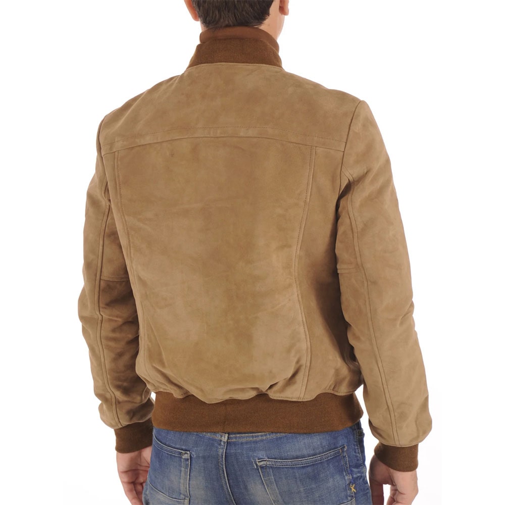 Dark Beige Goatskin Suede Leather Jacket