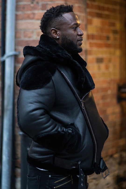 Alek's Black Biker Shearling Jacket