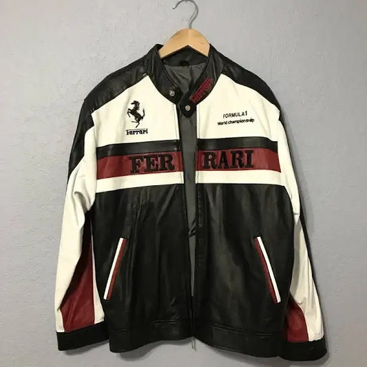 Ferrari Formula 1 ​Racing Streetwear Cowhide Leather Jacket
