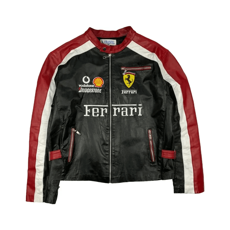 Ferrari Leather Racing Moto Biker Jacket