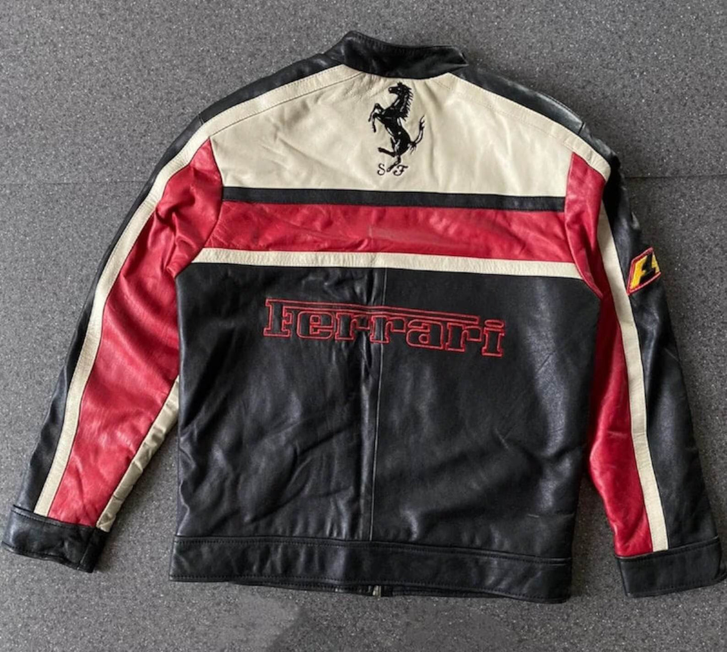 Ferrari Motorcycle Racing Cowhide Leather Jacket