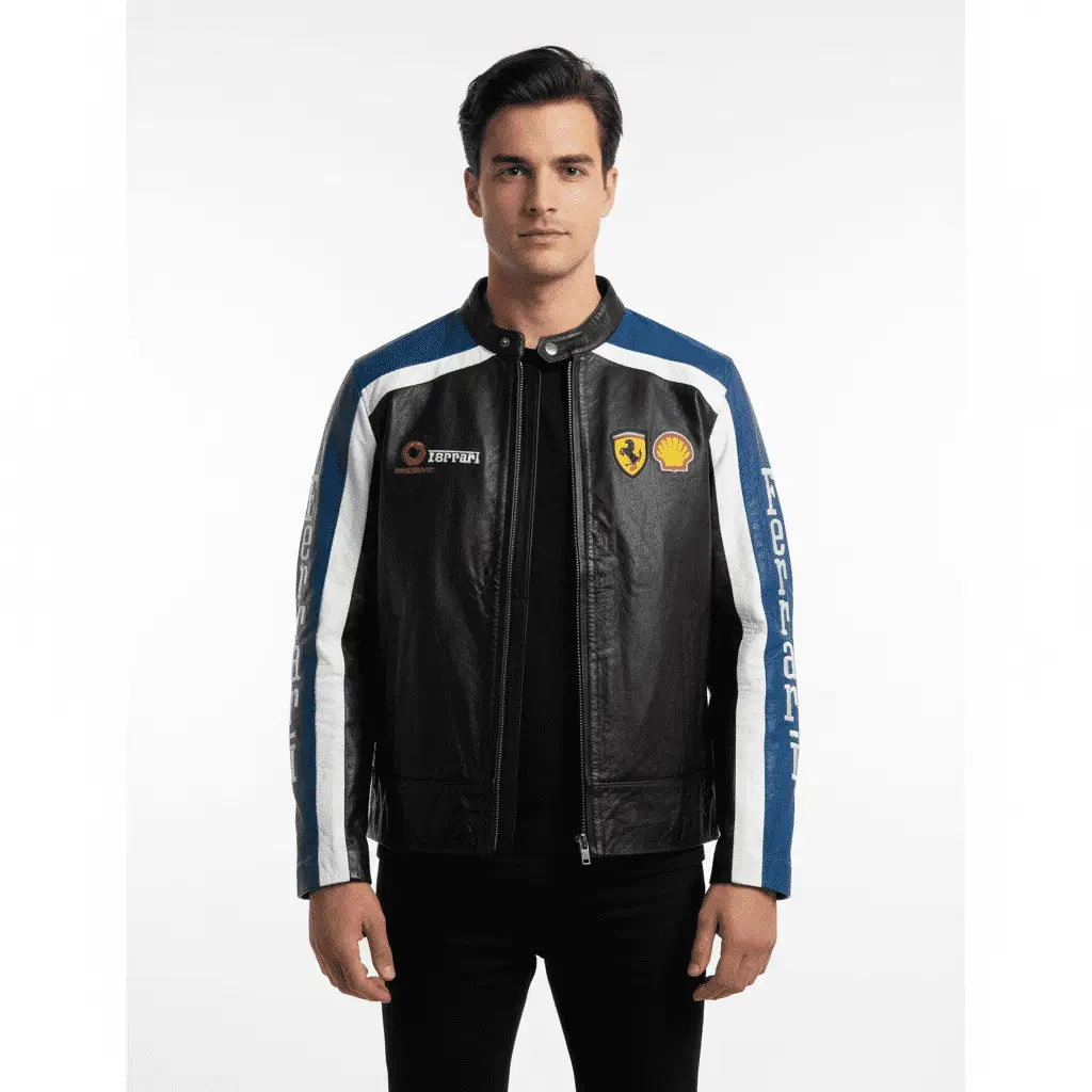 Ferrari Racer Motorcycle Streetwear Leather Biker Jacket