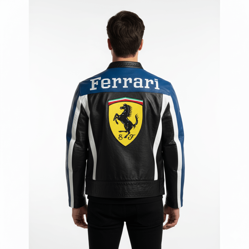Ferrari Racer Motorcycle Streetwear Leather Biker Jacket
