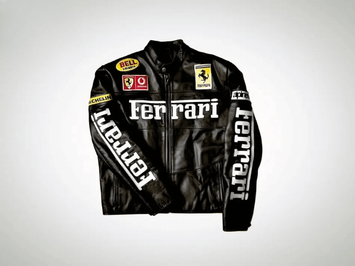 Ferrari Racing Black Biker Streetwear Leather Jacket