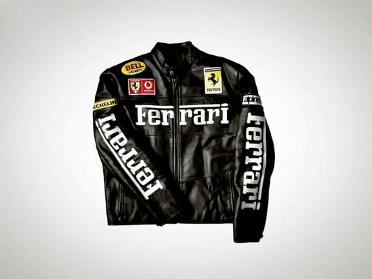 Ferrari Racing Black Biker Streetwear Leather Jacket
