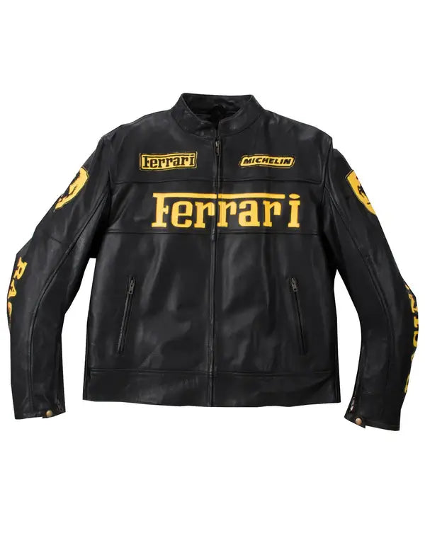 Ferrari Racing Black Streetwear Leather Jacket