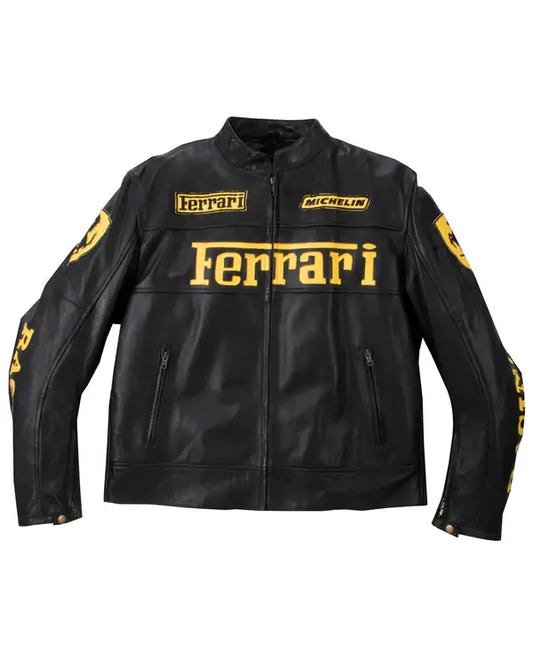 Ferrari Racing Black Streetwear Leather Jacket