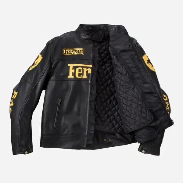 Ferrari Racing Black Streetwear Leather Jacket