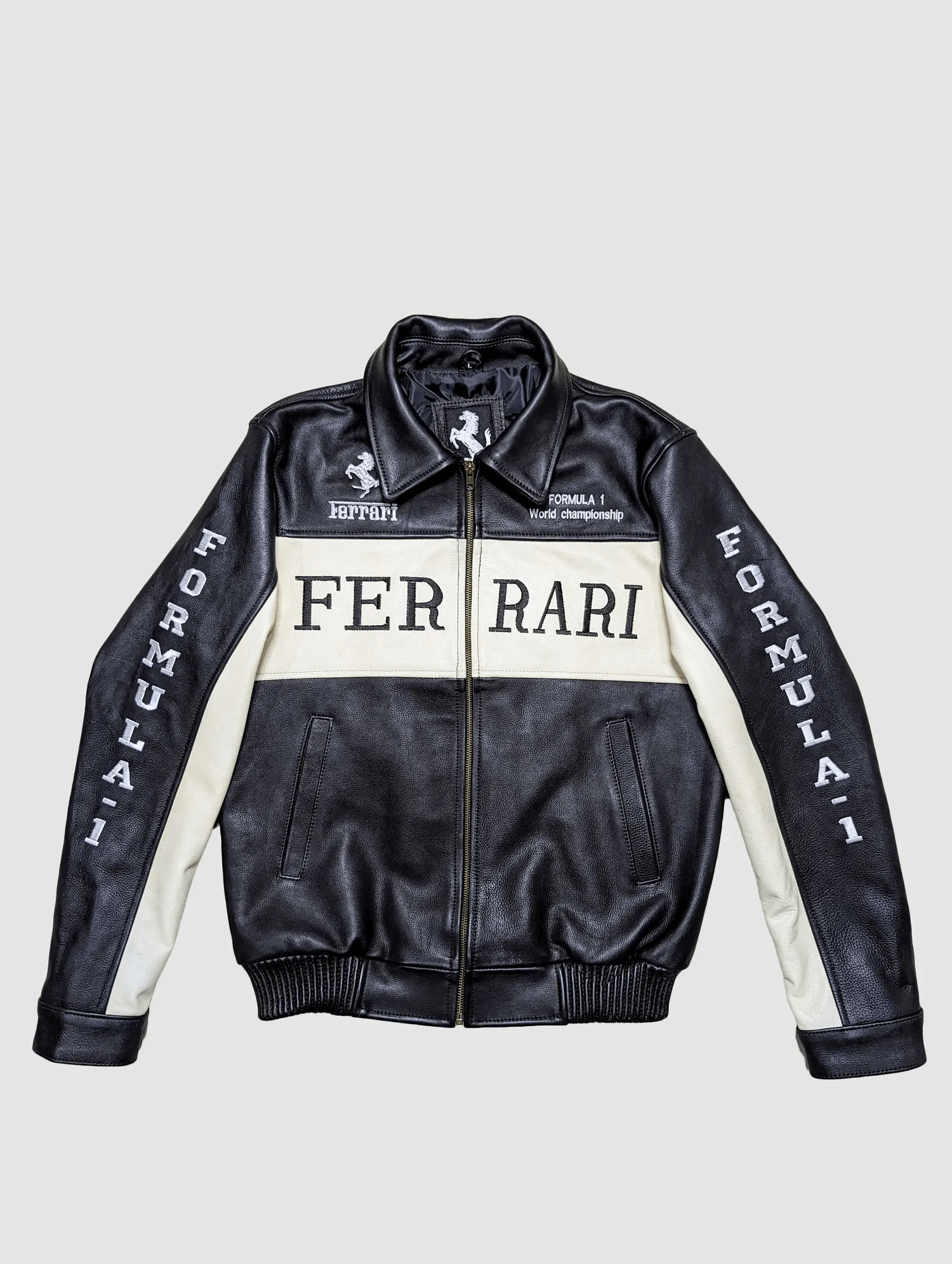 Ferrari Racing F1 Leather Bomber Jacket
