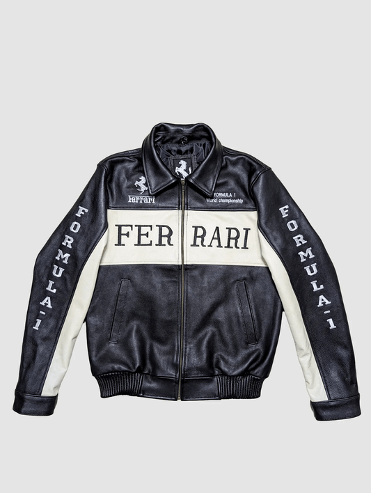 Ferrari Racing F1 Leather Bomber Jacket