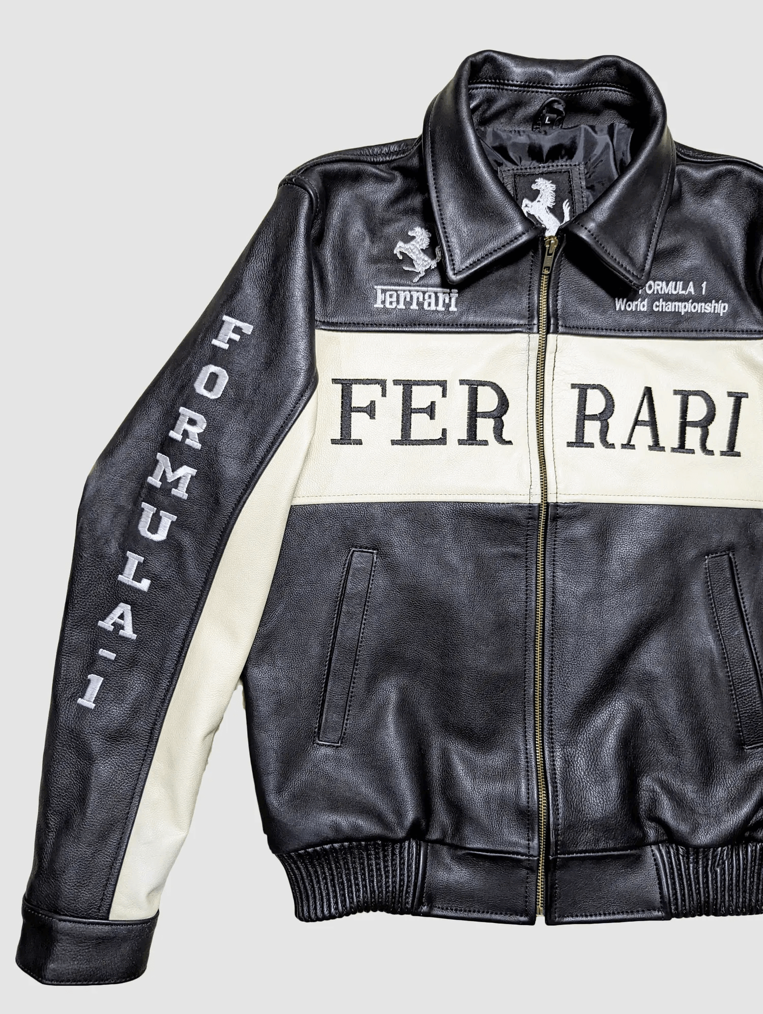 Ferrari Racing F1 Leather Bomber Jacket