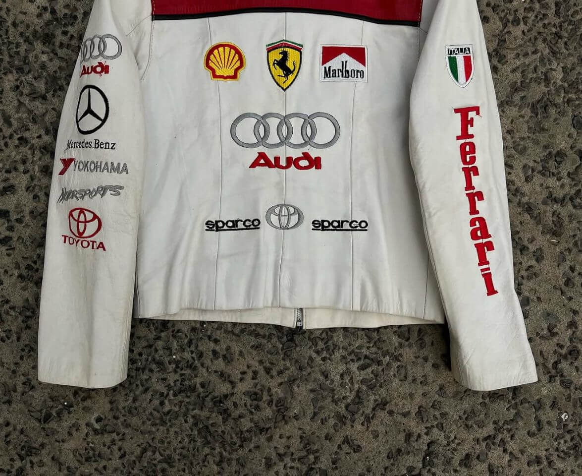 Ferrari Racing F1 Streetwear Genuine Cowhide Leather Outerwear Jacket