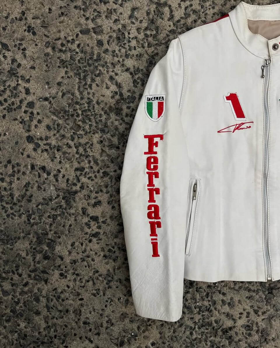 Ferrari Racing F1 Streetwear Genuine Cowhide Leather Outerwear Jacket