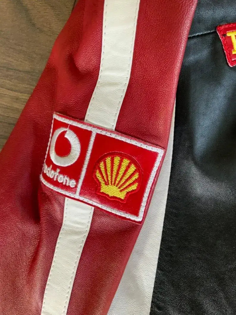 Ferrari Racing Formula F1 Motorcycle Streetwear Cowhide Leather Biker Jacket