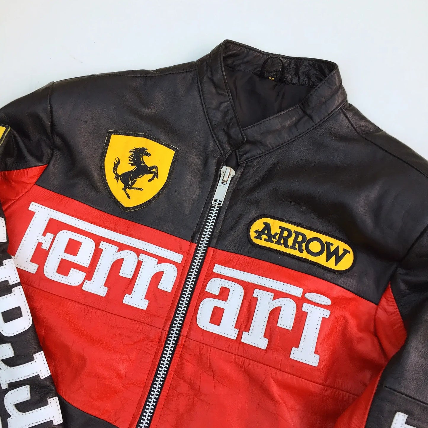 Ferrari Racing Leather Motorcycle Biker Cowhide Leather Jacket