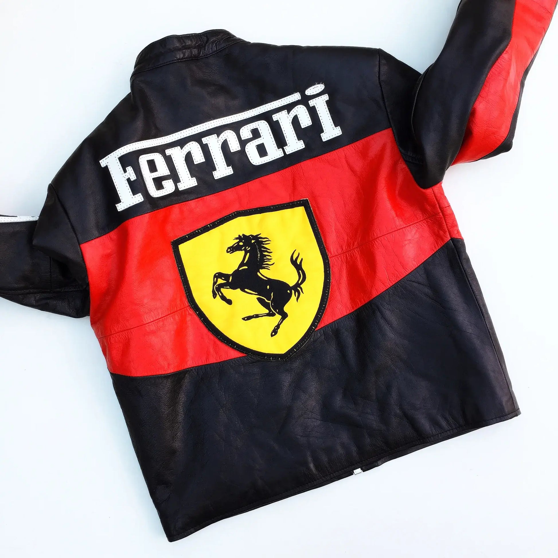 Ferrari Racing Leather Motorcycle Biker Cowhide Leather Jacket