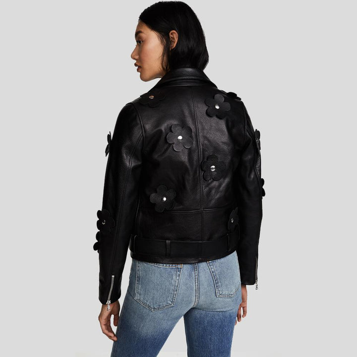 Buy Best Price  Florence Black Biker Leather Jacket