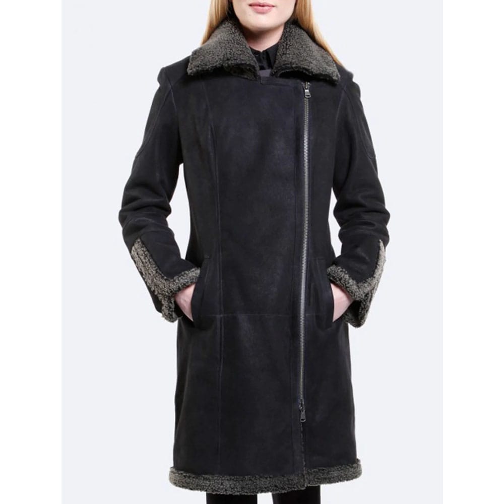 Hailey Black Sheepskin Shearling Coat