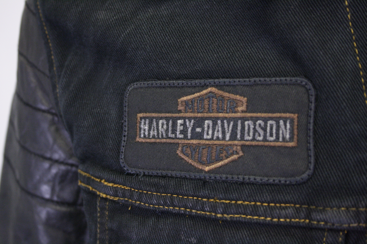 Harley-Davidson Men’s Denim & Leather Sleeve Button Up Jacket