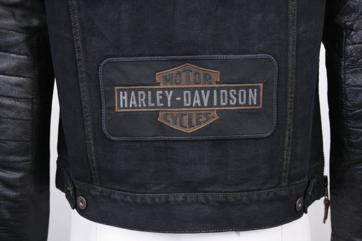 Harley-Davidson Men’s Denim & Leather Sleeve Button Up Jacket