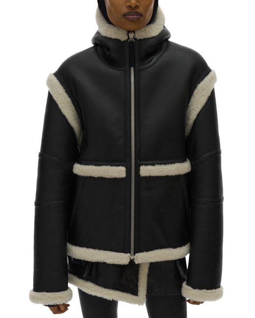 Helmut Lang Women’s Black Aviator Hooded Shearling Jacket