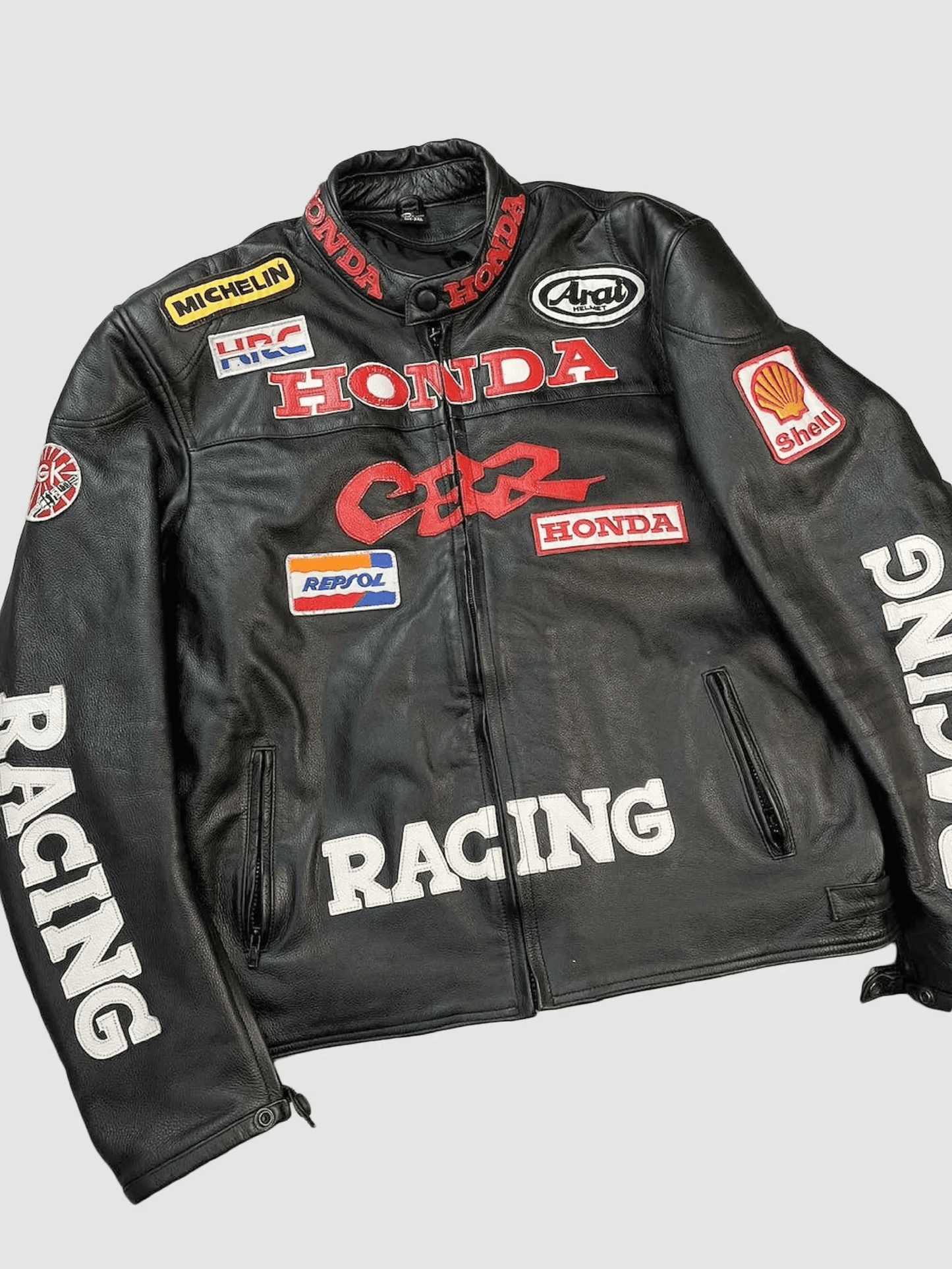 Honda CBR Racing Black Motorbike Leather Jacket